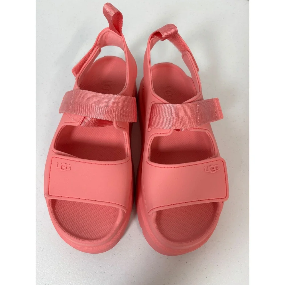 UGG GoldenGlow Pink Platform Sandals Womens 8 Sporty Adjustable 1152685